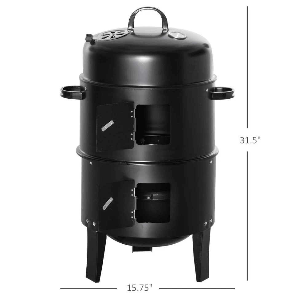 Outdoor BBQ Charcoal Smoker  Grill With Cooking Racks Builtin Heat Thermometer Heavy Duty Outdoor B 10