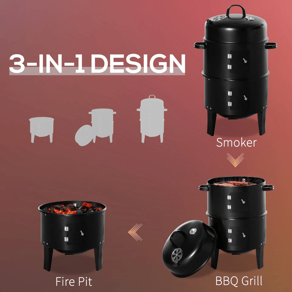 Outdoor BBQ Charcoal Smoker  Grill With Cooking Racks Builtin Heat Thermometer Heavy Duty Outdoor B 4