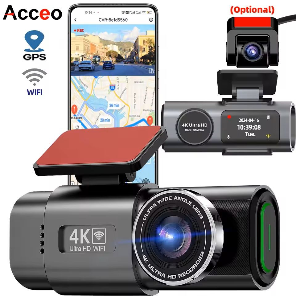 4K UHD Dash Cam with Night Vision WiFi GPS and 24 Hour Parking Mode