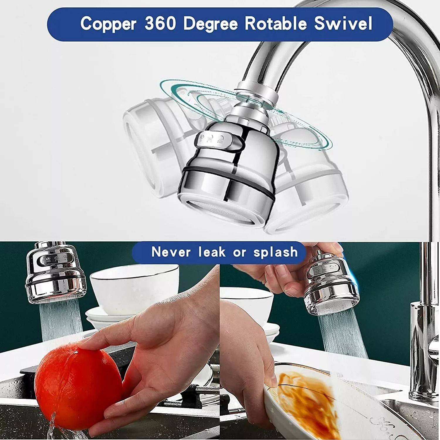 360 Degree Rotating Faucet  Movable Kitchen Tap Head With WaterSaving Nozzle Sprayer For Flexible W 6