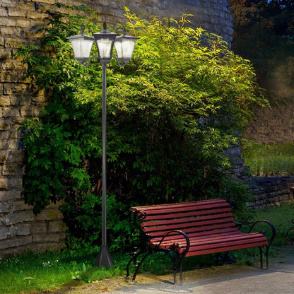 Triple Head Solar Light Post, Durable All-Weather Outdoor Lamp for Driveways & Landscaping