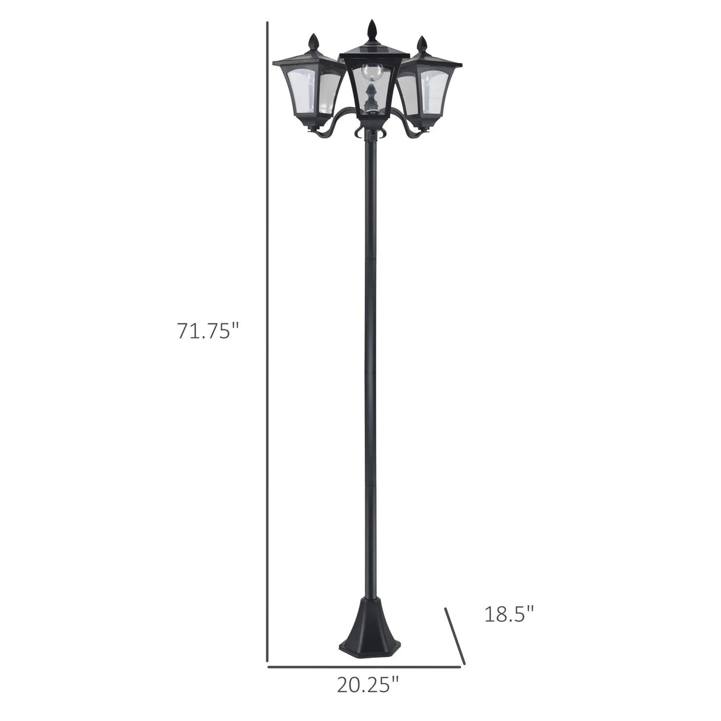 Triple Head Solar Light Post Durable AllWeather Outdoor Lamp For Driveways  Landscaping 6