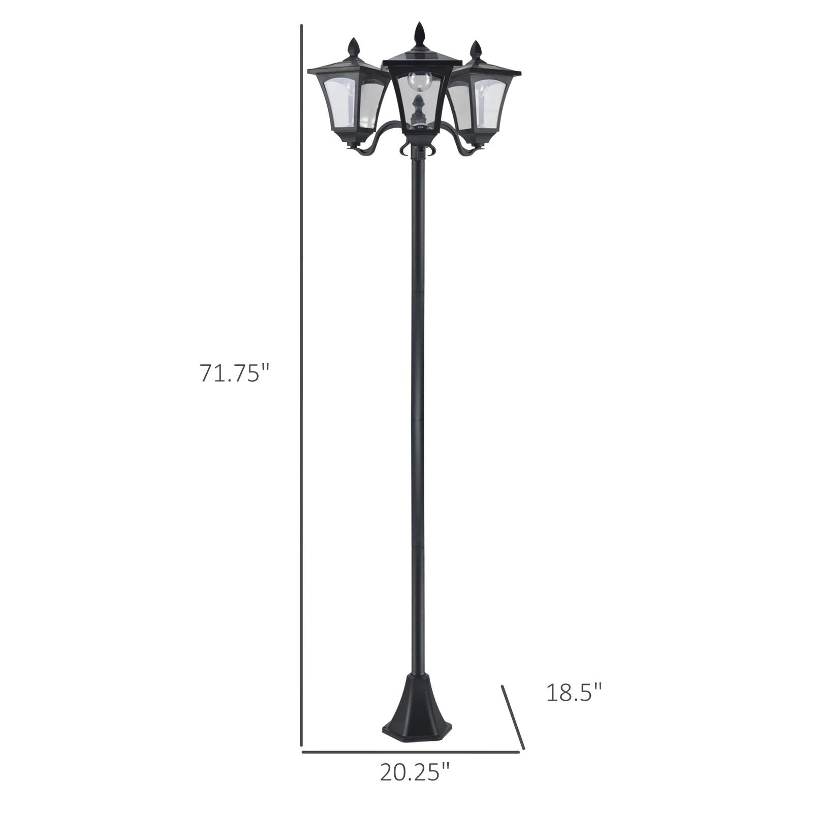 Triple Head Solar Light Post Durable AllWeather Outdoor Lamp For Driveways  Landscaping 6