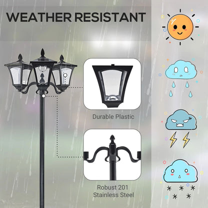 Triple Head Solar Light Post Durable AllWeather Outdoor Lamp For Driveways  Landscaping 4