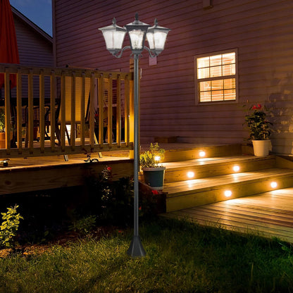 Triple Head Solar Light Post Durable AllWeather Outdoor Lamp For Driveways  Landscaping 1