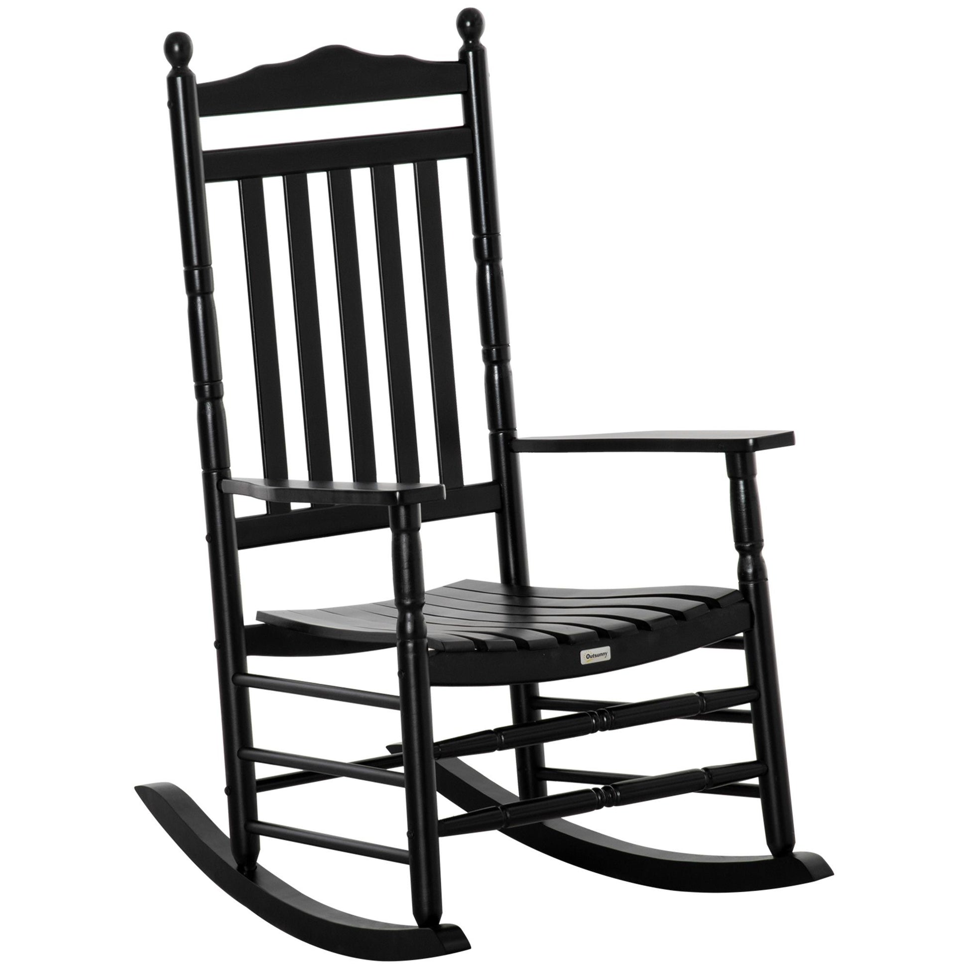 Outsunny Traditional Wooden Rocking Chair Sturdy Porch Rocker For Outdoor Relaxation 6