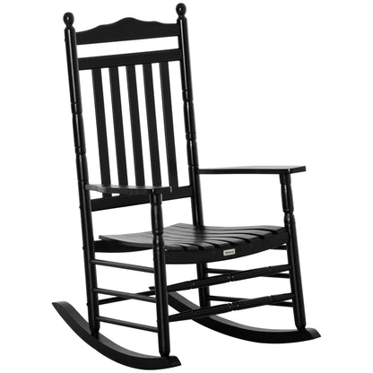 Outsunny Traditional Wooden Rocking Chair Sturdy Porch Rocker For Outdoor Relaxation 6