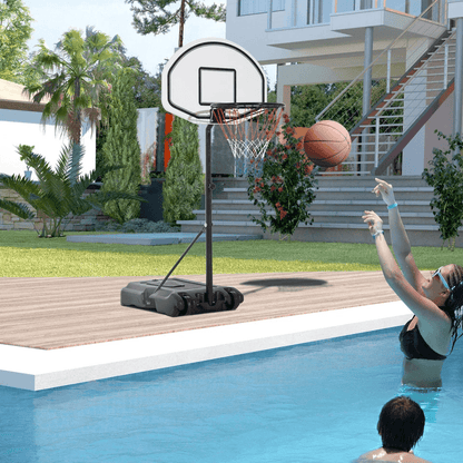 Adjustable Outdoor Basketball Hoop System for Pool Water Sports, Portable Game Play Set for Backyard & Swimming Pools