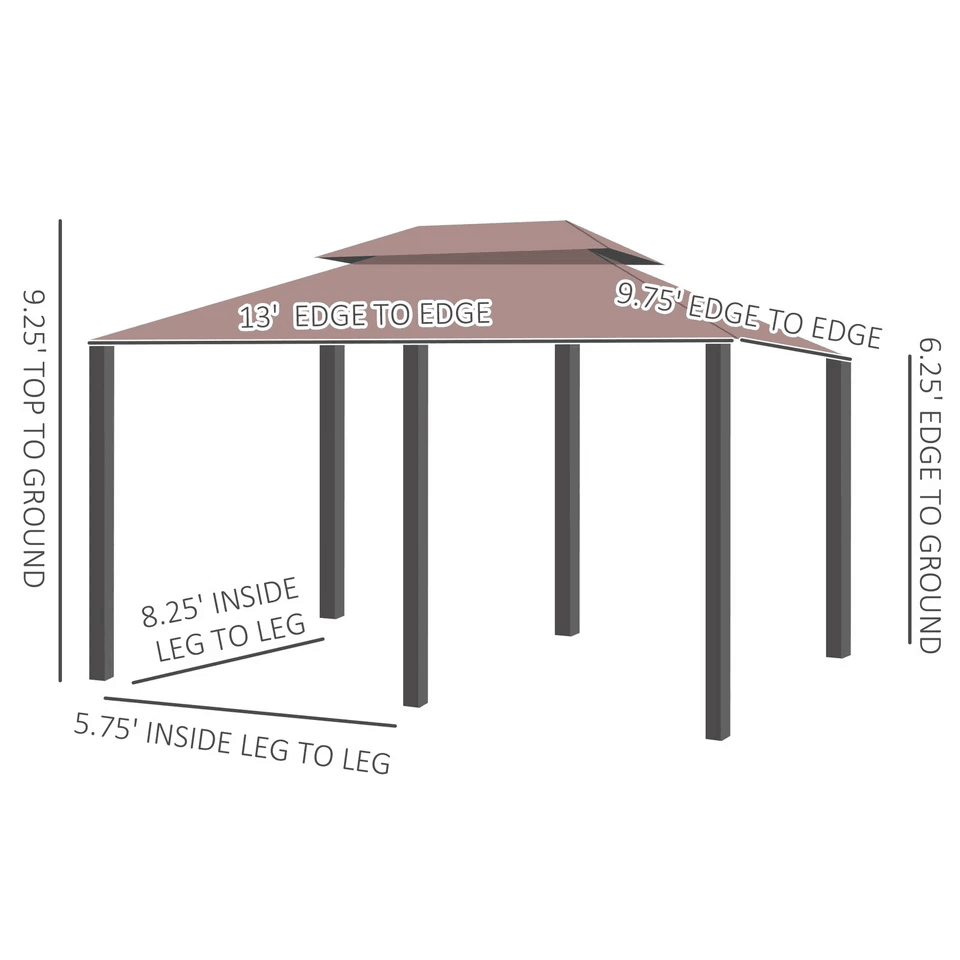 Outdoor 2Tier Vented Canopy Steel Gazebo BBQ Party Tent Shelter Shade Durable Patio Garden Pavilion 10
