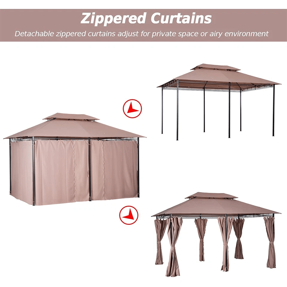 Outdoor 2Tier Vented Canopy Steel Gazebo BBQ Party Tent Shelter Shade Durable Patio Garden Pavilion 5