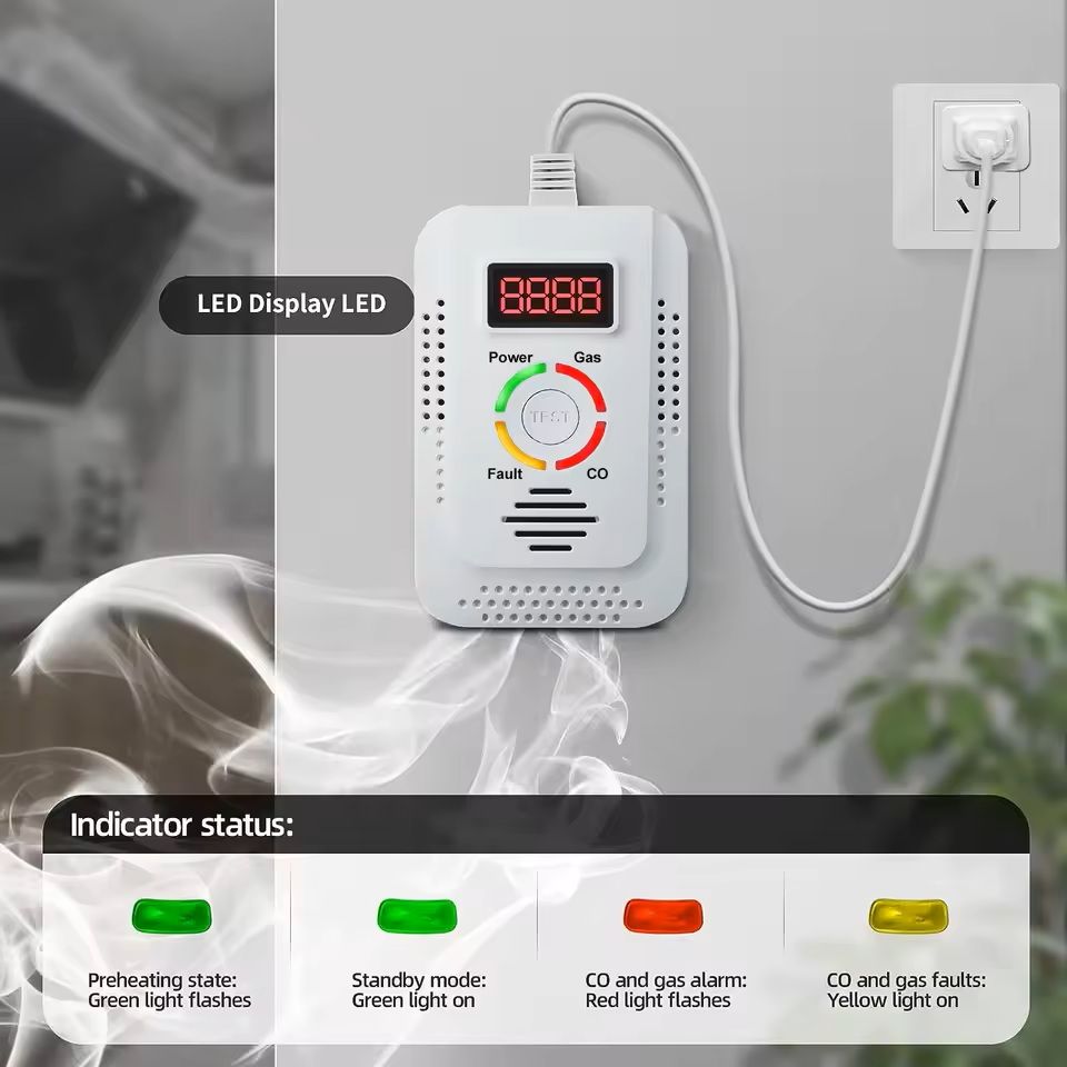 2 in 1 Natural Gas and Carbon Monoxide Detector for Home Safety Monitoring
