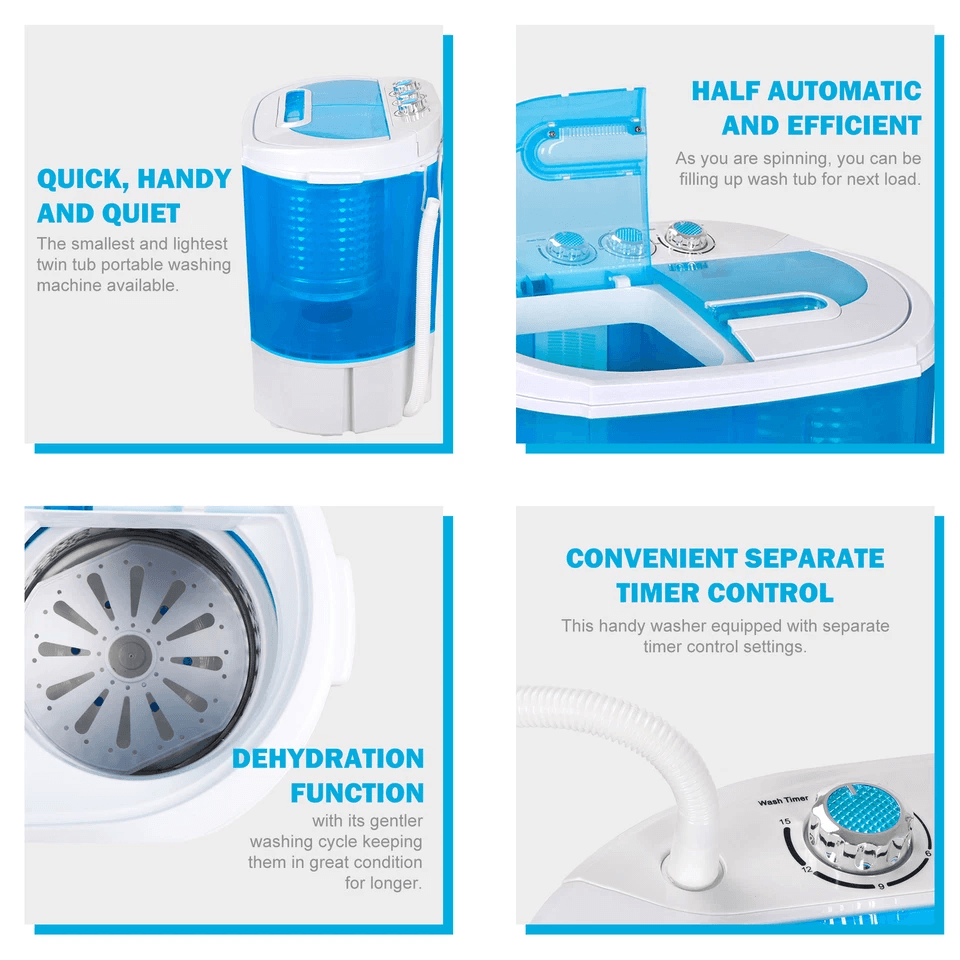 Compact Washing Machine Lightweight Portable Washer With Spin Cycle Dryer Twin Tub Laundry Applianc 4