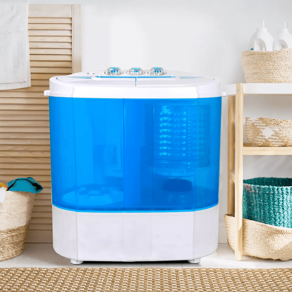 Compact Washing Machine Lightweight Portable Washer with Spin Cycle Dryer, Twin Tub Laundry Appliance for Small Spaces