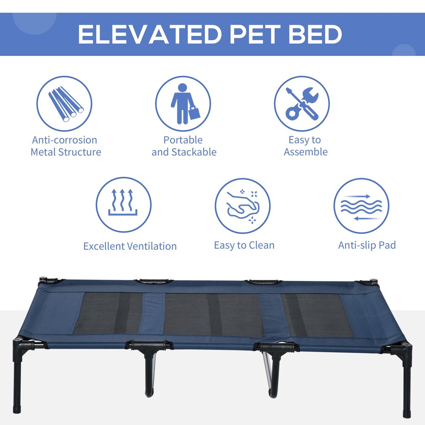 Elevated Dog Bed Raised Pet Cot With Oxford Fabric For Indoor  Outdoor Use 3