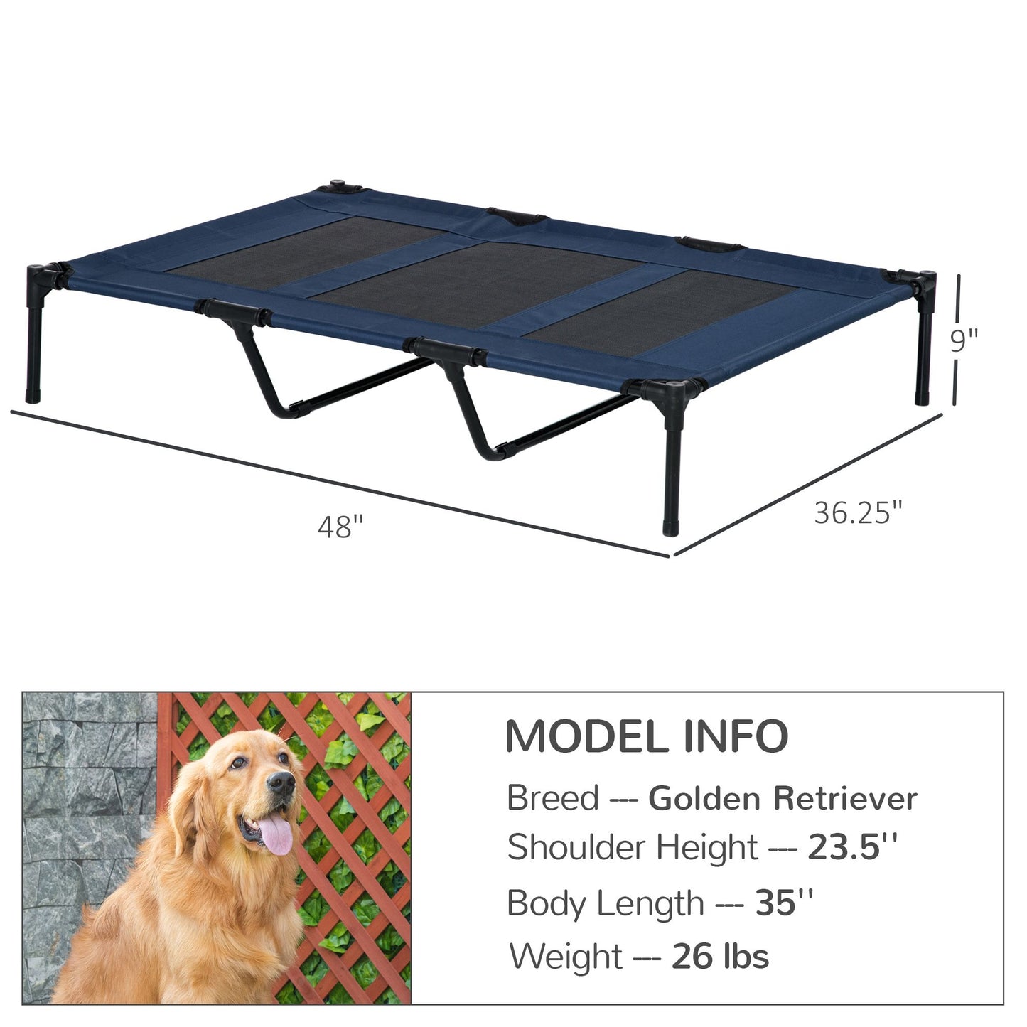Elevated Dog Bed Raised Pet Cot With Oxford Fabric For Indoor  Outdoor Use 5