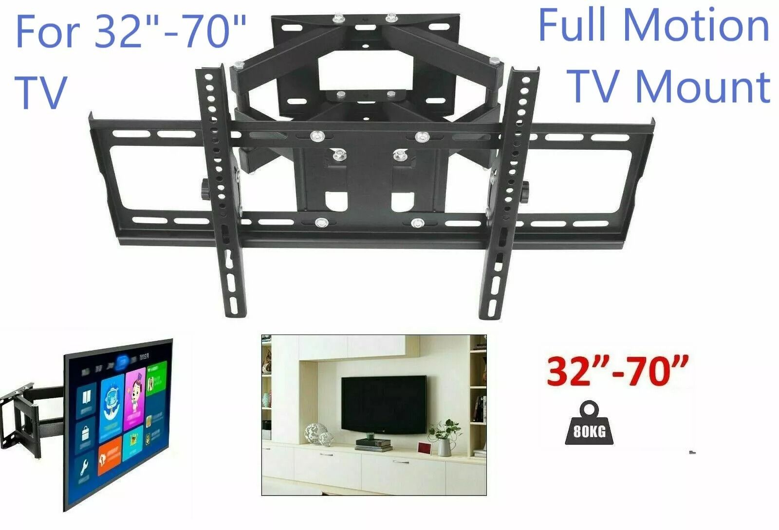FixedTiltFull Motion TV Wall Mount Bracket  Fits 1070 Inch TVs  Universal VESA Compatible For Upto  10