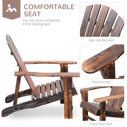 Solid Fir Wood Adirondack Chair Relaxing Patio Deck Lounger Beach Seat  Poolside Ottoman Combo 5
