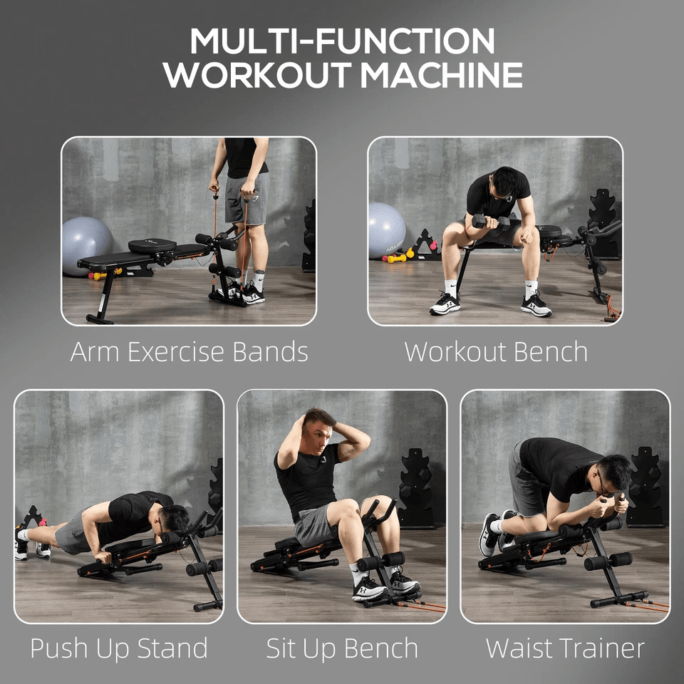Foldable MultiUse Ab Trainer Abdominal Cruncher Sit Up Bench  Side Shaper For Home Gym 5