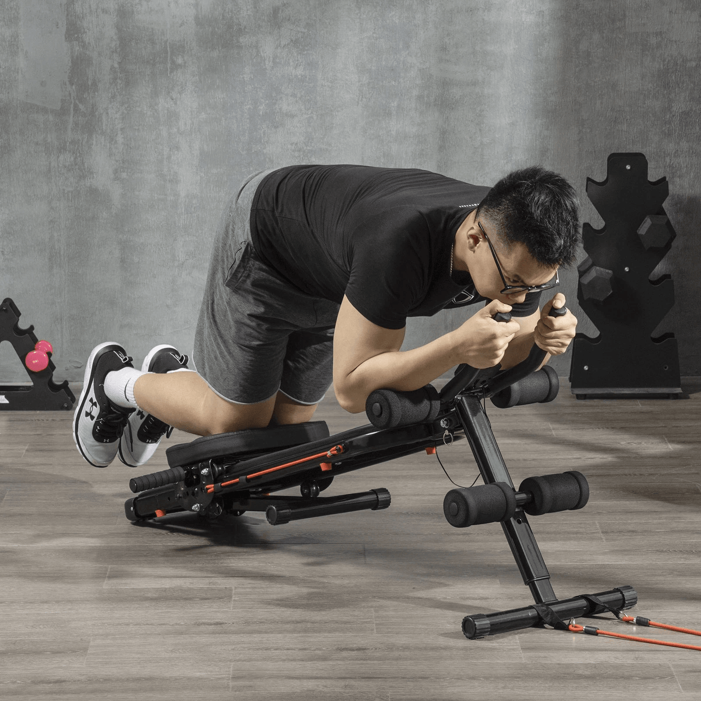 Foldable Multi-Use Ab Trainer, Abdominal Cruncher Sit Up Bench & Side Shaper for Home Gym