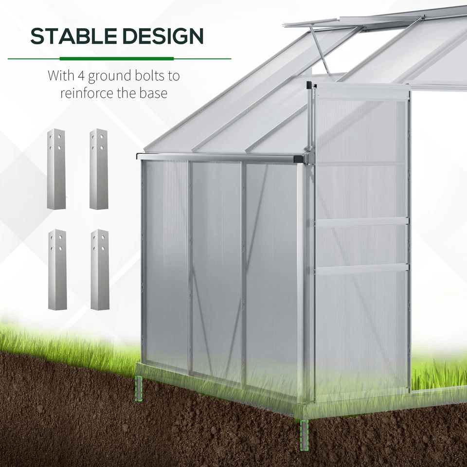Walkin Garden Polycarbonate Greenhouse Kit With Adjustable Vent Clear HeavyDuty Outdoor Plant Grow  3