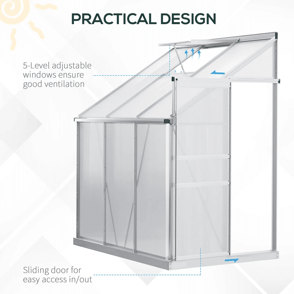 Walkin Garden Polycarbonate Greenhouse Kit With Adjustable Vent Clear HeavyDuty Outdoor Plant Grow  10