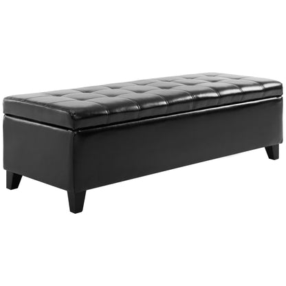 51 Tufted Top Storage Ottoman Bench  Large PU Leather Organizer Chair  Footstool With Ample Space 9