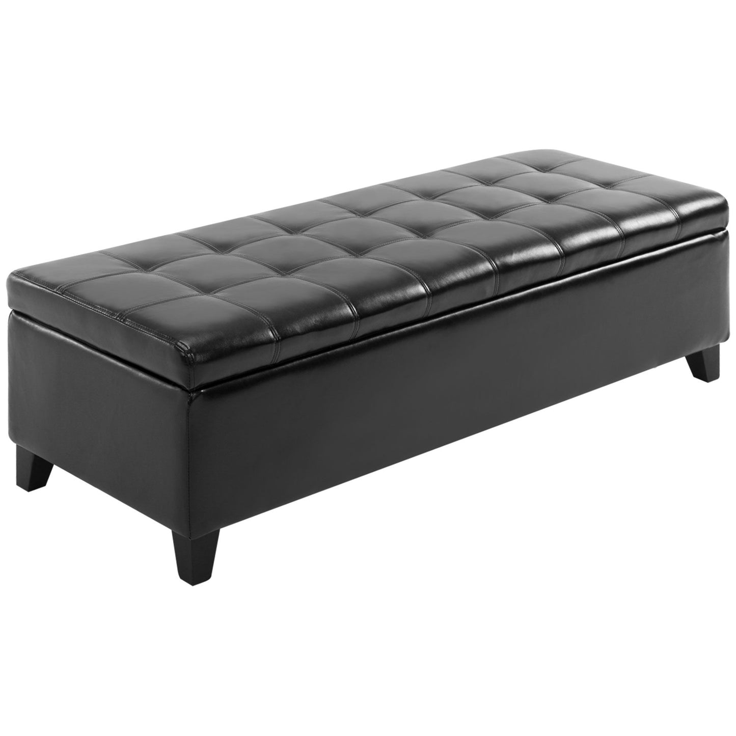 51 Tufted Top Storage Ottoman Bench  Large PU Leather Organizer Chair  Footstool With Ample Space 12