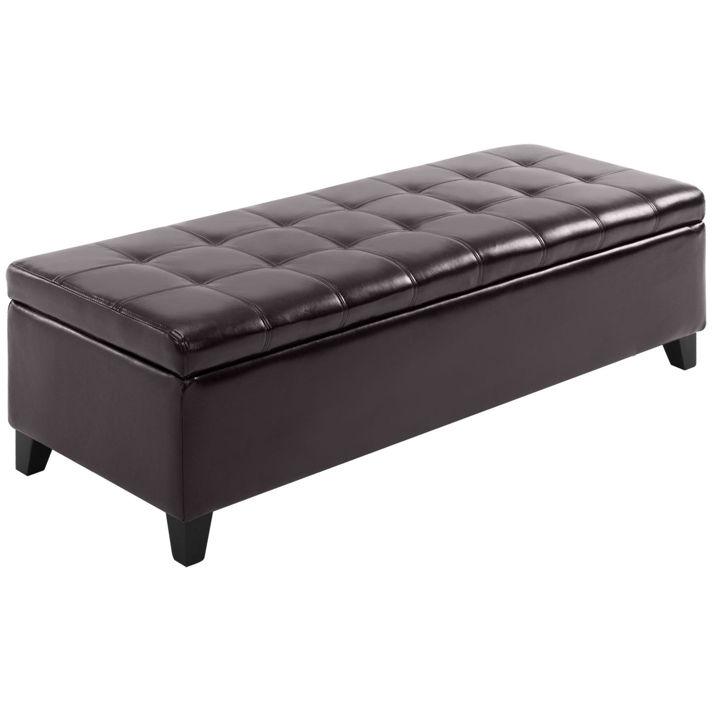 51 Tufted Top Storage Ottoman Bench  Large PU Leather Organizer Chair  Footstool With Ample Space 1