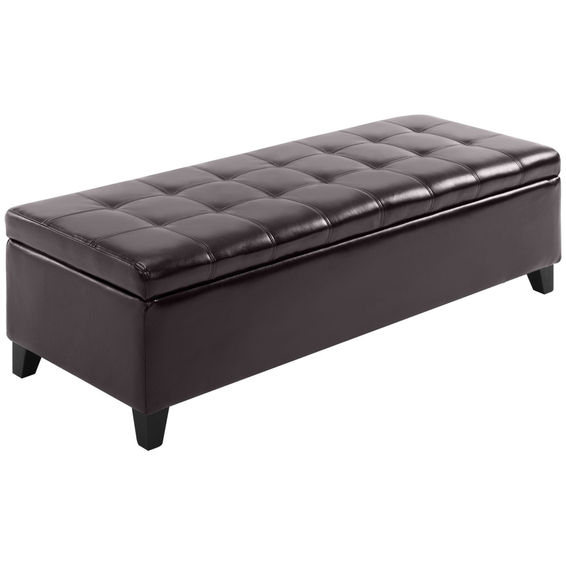 51 Tufted Top Storage Ottoman Bench  Large PU Leather Organizer Chair  Footstool With Ample Space 1