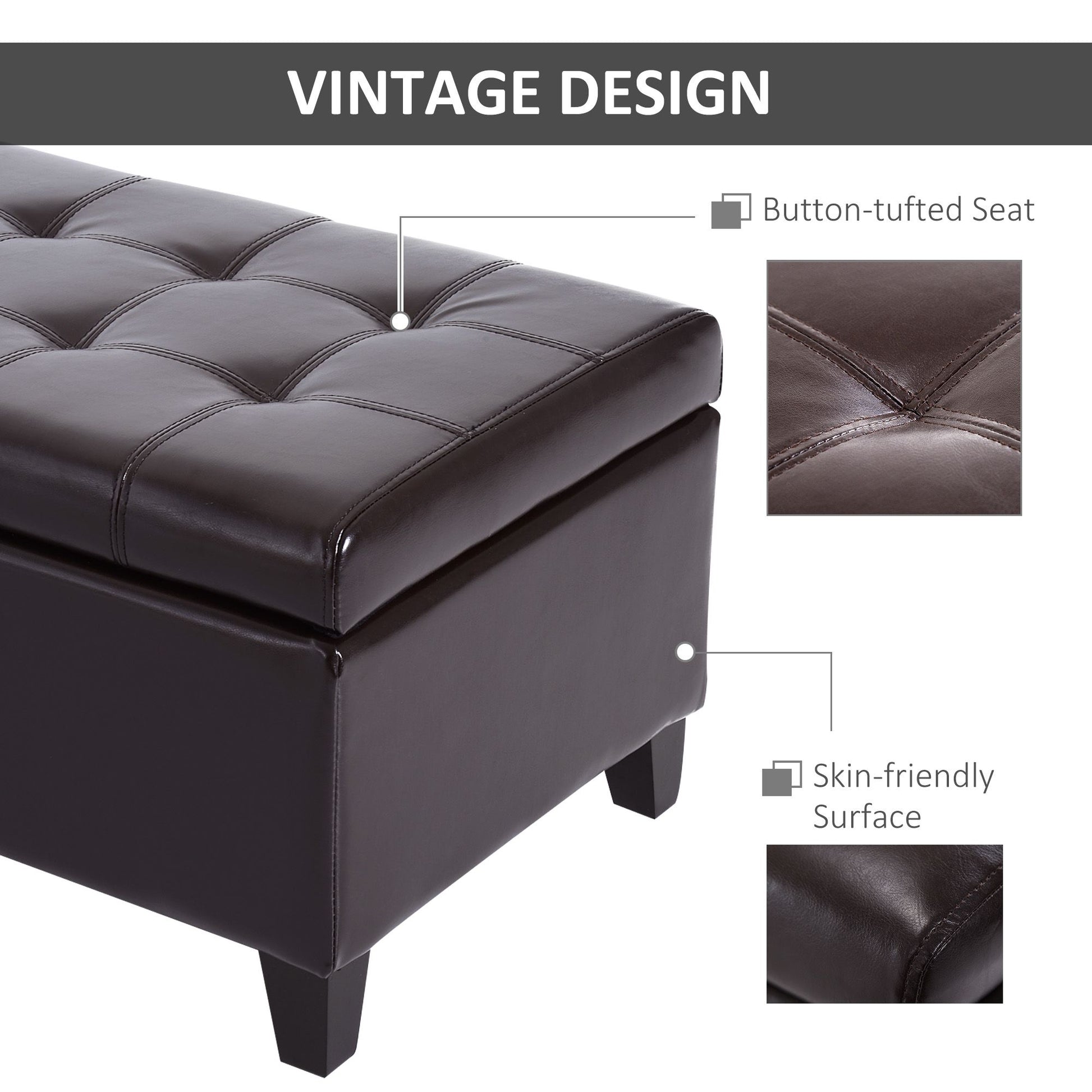 51 Tufted Top Storage Ottoman Bench  Large PU Leather Organizer Chair  Footstool With Ample Space 2