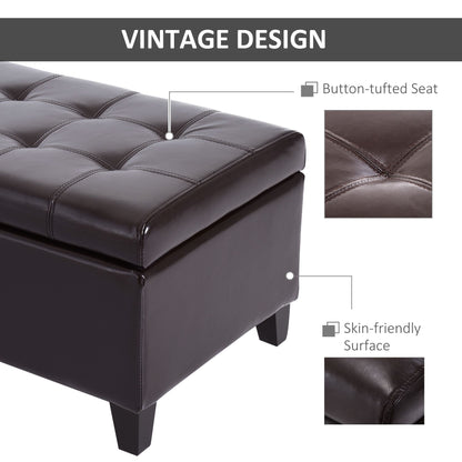 51 Tufted Top Storage Ottoman Bench  Large PU Leather Organizer Chair  Footstool With Ample Space 2