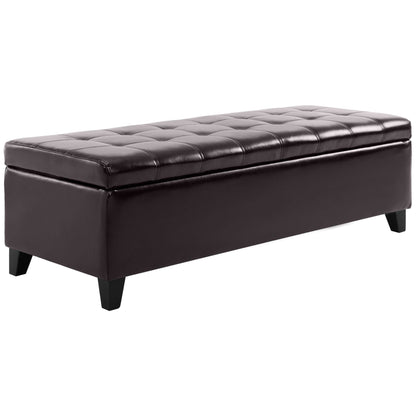 51 Tufted Top Storage Ottoman Bench  Large PU Leather Organizer Chair  Footstool With Ample Space 3