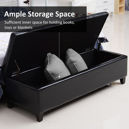 51 Tufted Top Storage Ottoman Bench  Large PU Leather Organizer Chair  Footstool With Ample Space 6