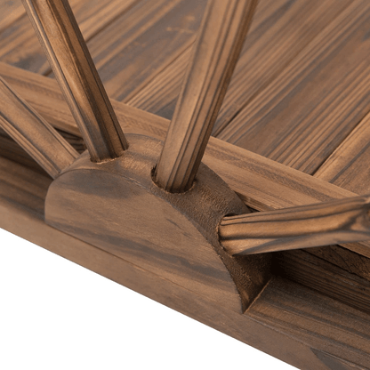 Wooden Garden Bridge Arc Stained Finish Walkway With Half Wheeled Railings Decorative Outdoor Lands 4
