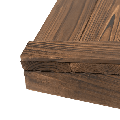 Wooden Garden Bridge Arc Stained Finish Walkway With Half Wheeled Railings Decorative Outdoor Lands 6