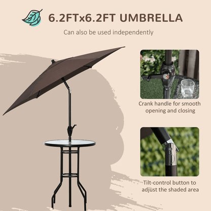 Outdoor Patio Dining Set Furniture With Folding Chairs Table  Adjustable Umbrella 5