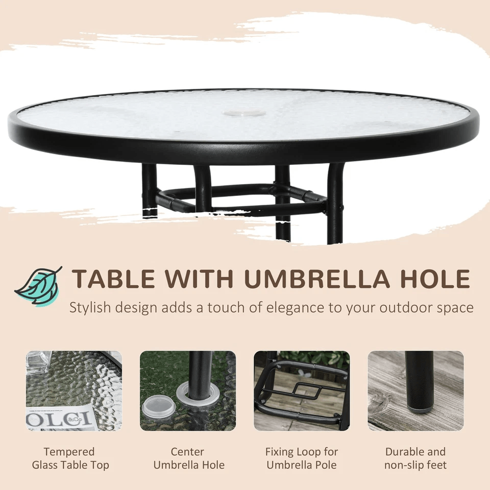 Outdoor Patio Dining Set Furniture With Folding Chairs Table  Adjustable Umbrella 3