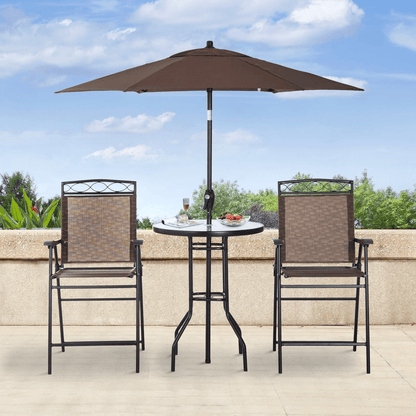 Outdoor Patio Dining Set Furniture with Folding Chairs, Table & Adjustable Umbrella