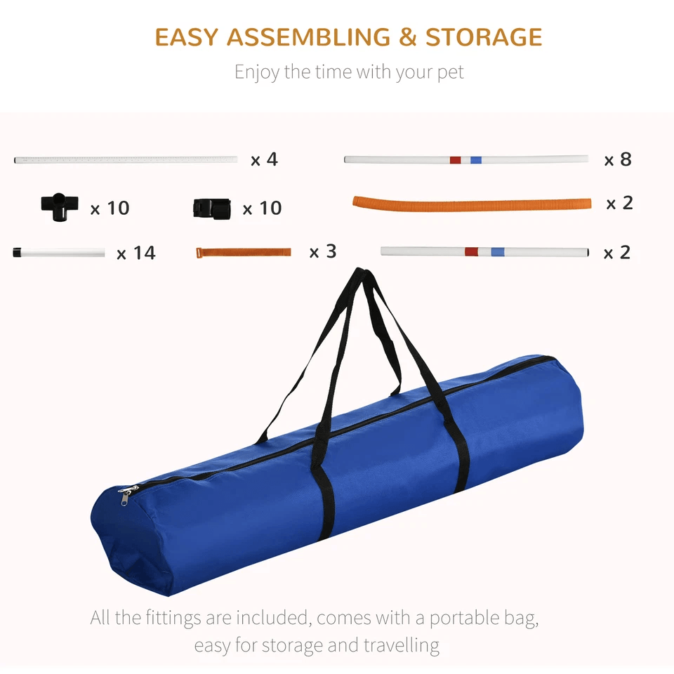 Outdoor 3 Piece Dog Pet Agility Training Equipment Backyard Starter Course Set High Jump Weave Pole 3