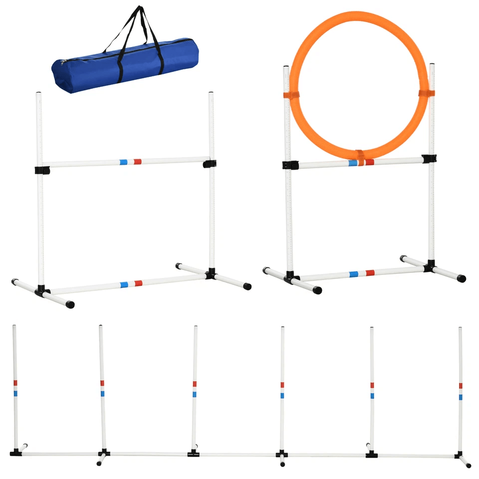 Outdoor 3 Piece Dog Pet Agility Training Equipment Backyard Starter Course Set High Jump Weave Pole 2