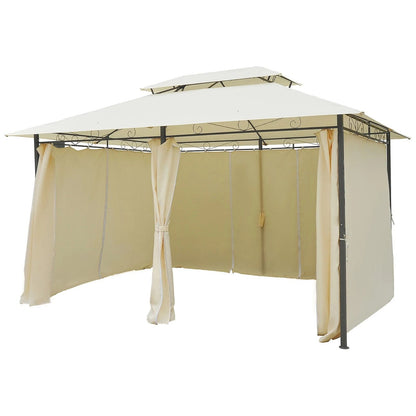 Large Outdoor Relaxing Cabana With Steel Frame  Removable Cream White Curtains Perfect For Patio  G 2
