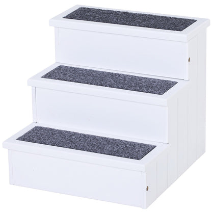 3Step Wood Pet Stairs With NonSlip Carpet  Safe Ramp For Cats  Small Dogs 1
