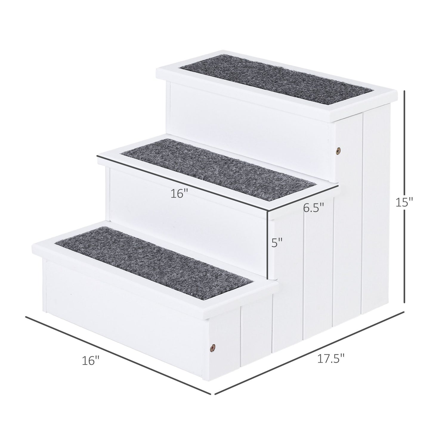 3Step Wood Pet Stairs With NonSlip Carpet  Safe Ramp For Cats  Small Dogs 7
