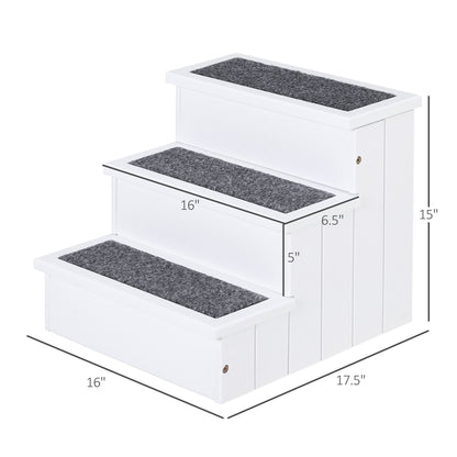 3Step Wood Pet Stairs With NonSlip Carpet  Safe Ramp For Cats  Small Dogs 7