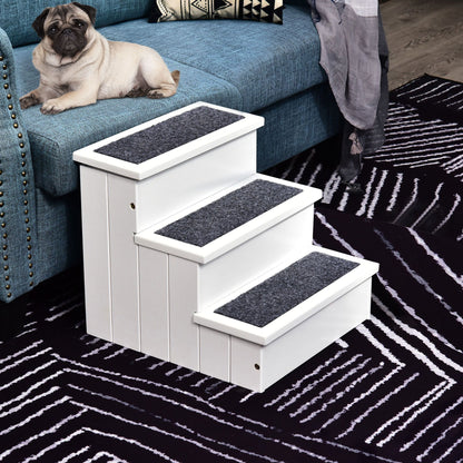 3Step Wood Pet Stairs With NonSlip Carpet  Safe Ramp For Cats  Small Dogs 4