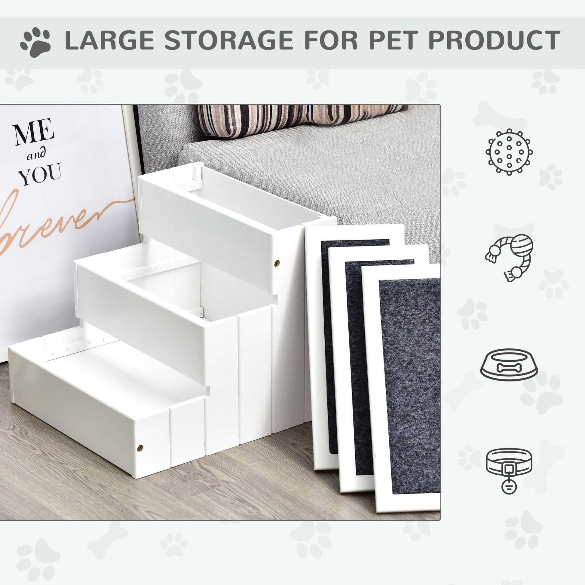 3Step Wood Pet Stairs With NonSlip Carpet  Safe Ramp For Cats  Small Dogs 2