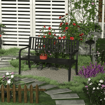 Heavy Duty Outdoor Bench Steel Patio Garden Furniture Park Chair For Backyard Deck  Porch Seating 1