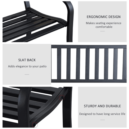 Heavy Duty Outdoor Bench Steel Patio Garden Furniture Park Chair For Backyard Deck  Porch Seating 5