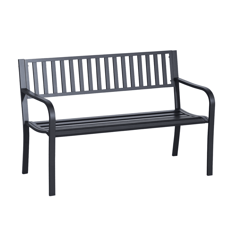 Heavy Duty Outdoor Bench Steel Patio Garden Furniture Park Chair For Backyard Deck  Porch Seating 9
