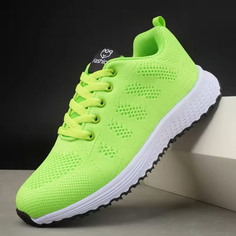 Womens Breathable Knit Lace Up Sneakers For Walking And Outdoor Wear 1